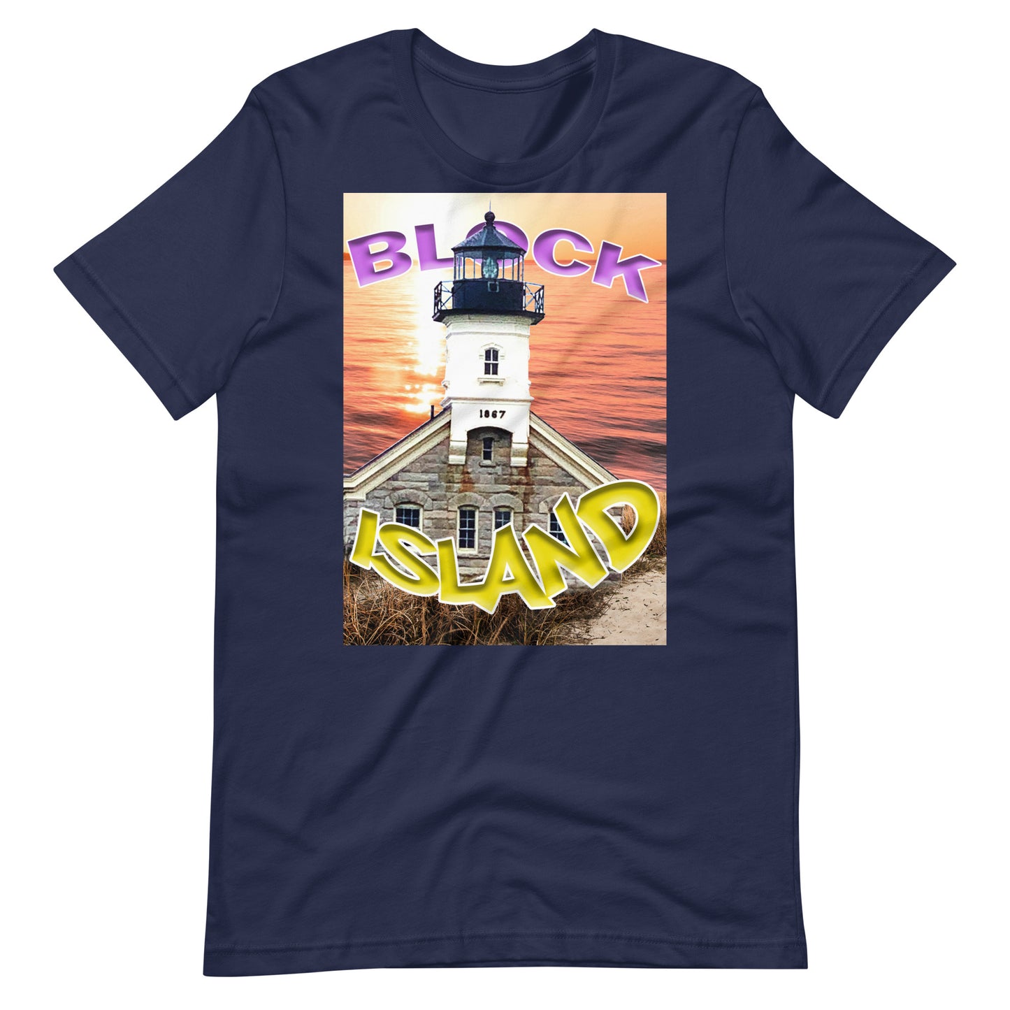 Block Island Lighthouse Print Logo Tee