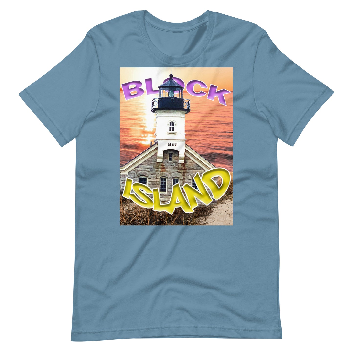 Block Island Lighthouse Print Logo Tee